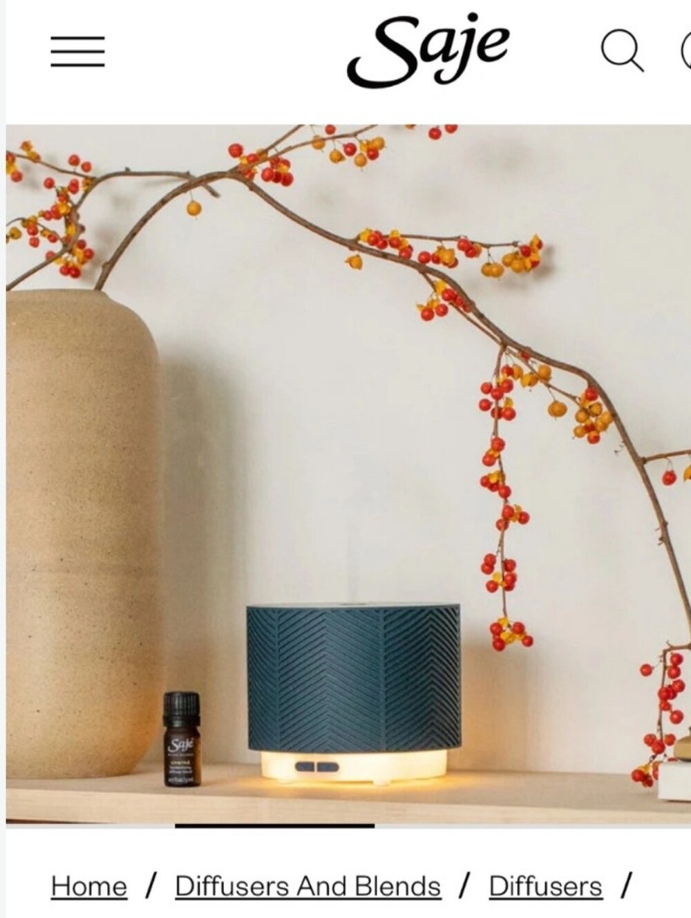 New Saje Amora Nook Denim Edition Diffuser